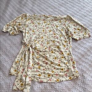 Chic Floral Women's Blouse with Waist Tie